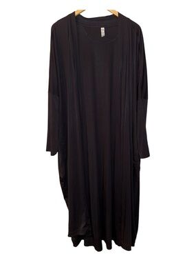 Athleta Black Modal Full Length Robe 3X 4X Open Duster